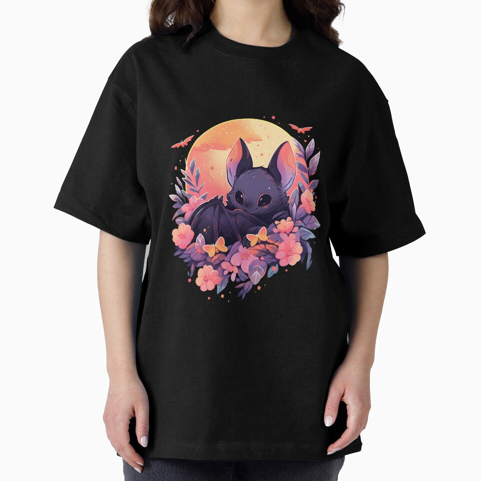 Adorable Bat Poking Head from Fall Flowers by InkedBeasts