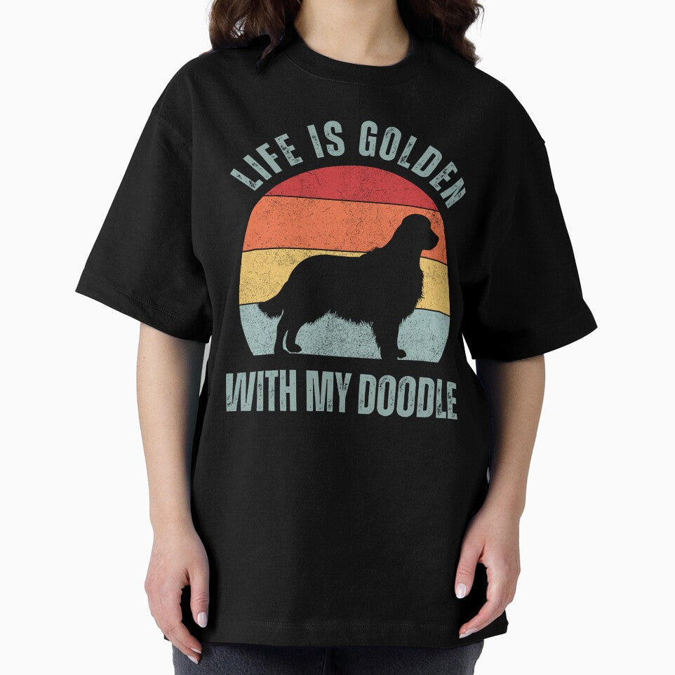 Golden Retriever Retro Sunset Vintage Dog Lover Cute Pet Gift Life is Golden With My Doodle by darunwan... (Image 2)