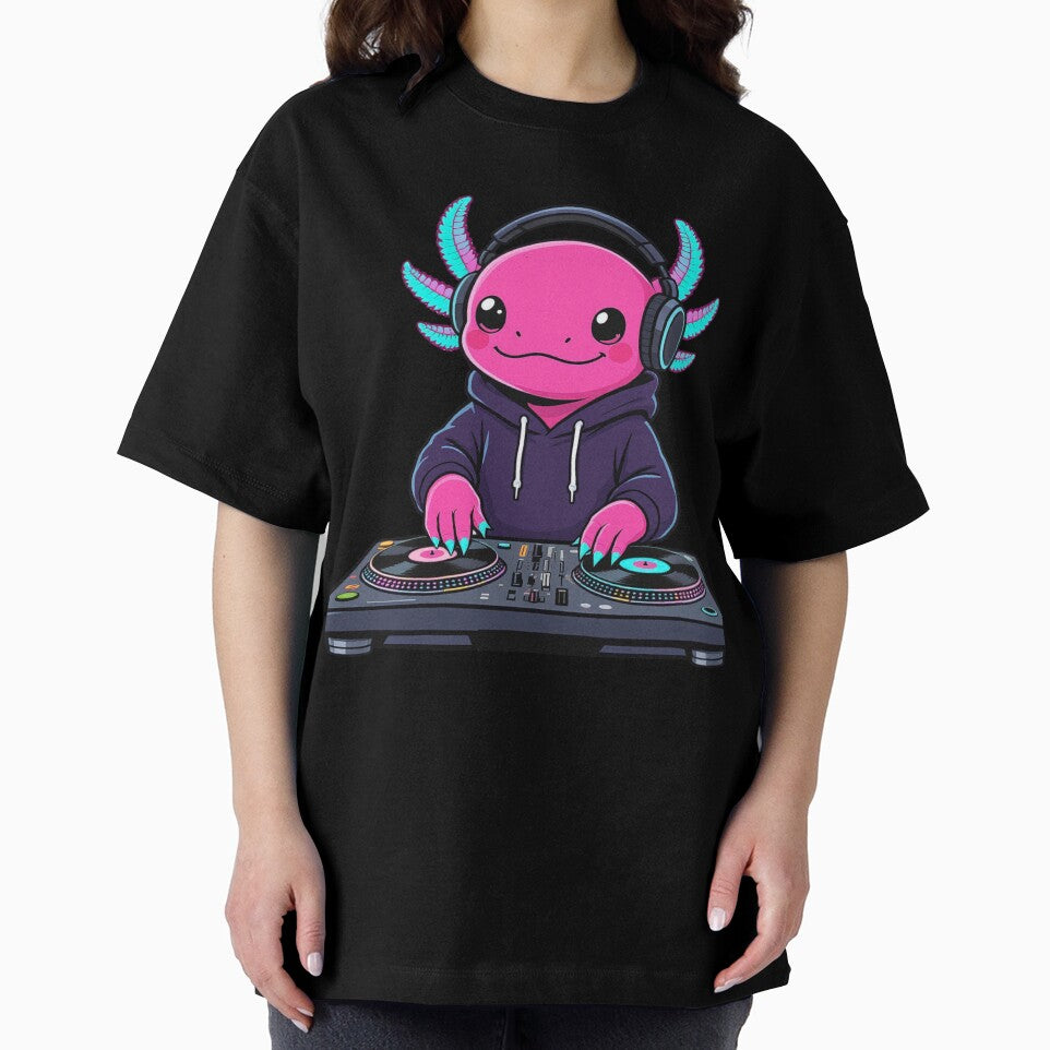 DJ Axolotl – Cool Music Mixing Aesthetic Illustration by ColorSplash123 T-Shirts, Hoodie, Sweatshirt (Image 2)