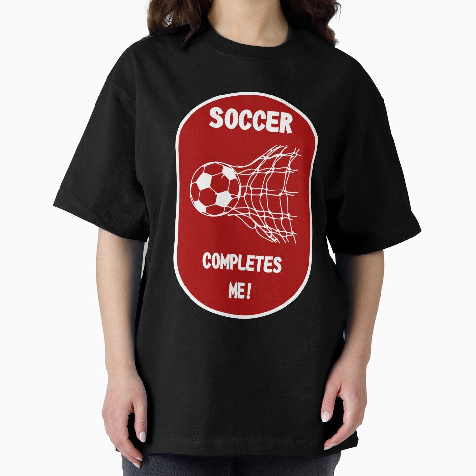 Soccer Completes Me / Football Design on a Red Background by ThisNThatImages