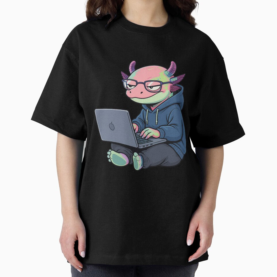 Coding Axolotl – Geek Life Introvert Programmer Illustration by ColorSplash123 T-Shirts, Hoodie, Sweatshirt (Image 2)