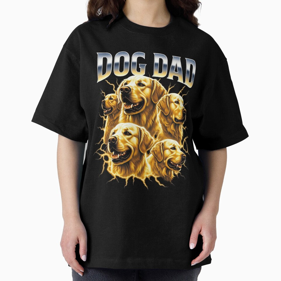 Distressed Golden Retriever Retro 90s Rap Tee Graphic by GrumpySableye