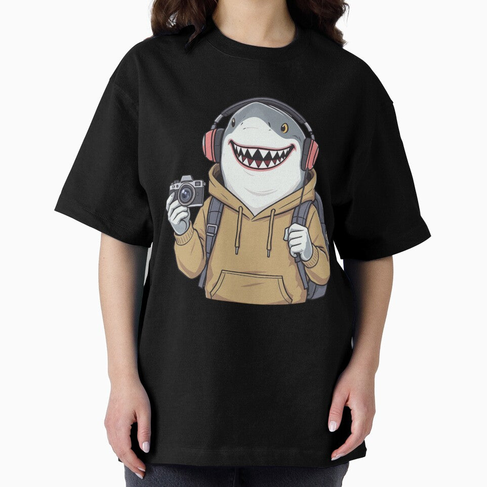 Travel Vlogger Shark – Funny Hoodie Cartoon by ColorSplash123 T-Shirts, Sweatshirt | BlankRebels.com (Image 2)