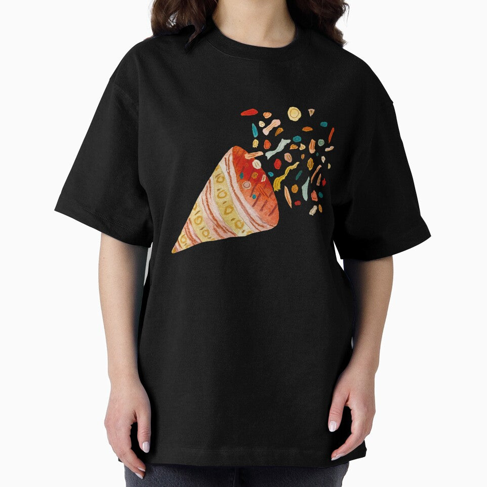 Happy birthday color petard confetti a watercolor black by Yana Mustafina | Boho Soulful Designs T-Shirts,... (Image 2)