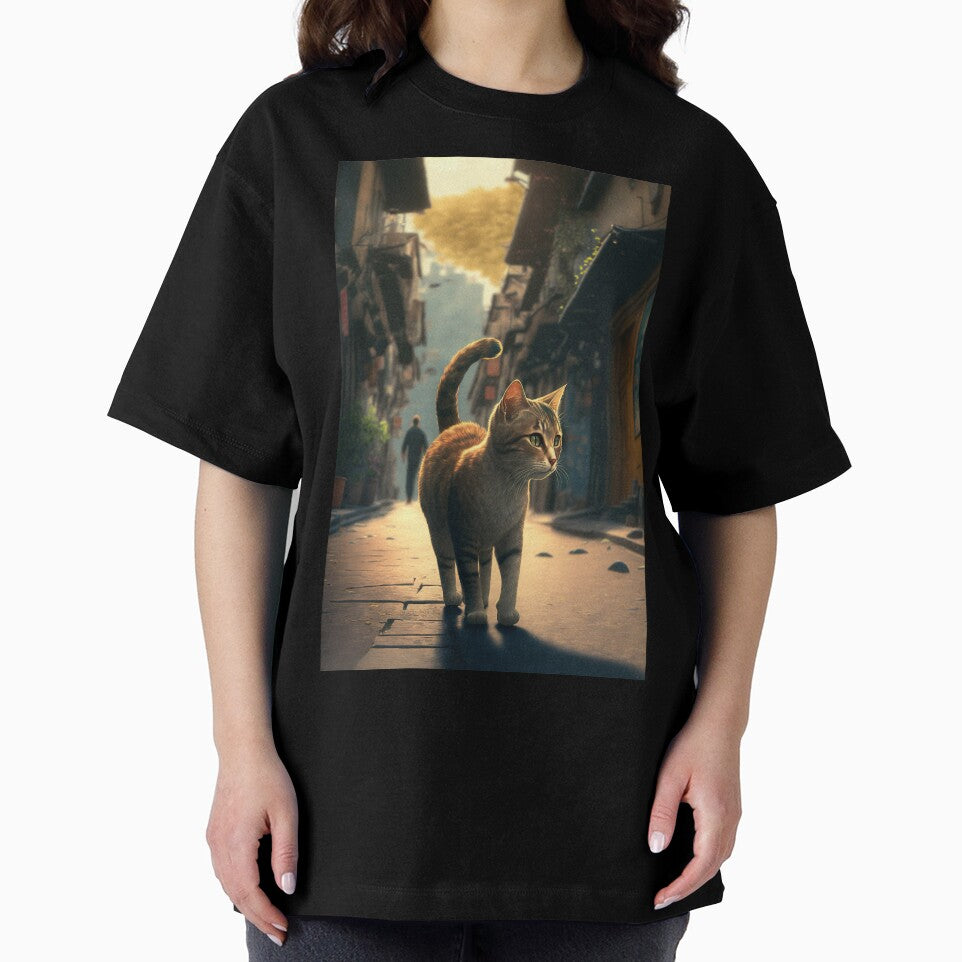 Cute Cat Walking Street Staring Off Distance T-Shirts, Hoodie, Sweatshirt