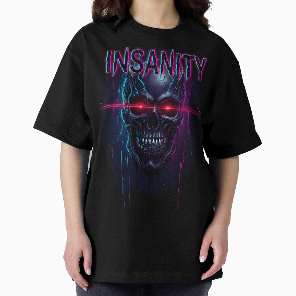 Insanity Cyber Skull – Neon Red Laser Eyes Horror Artwork | Cyberpunk Dark Aesthetic Design by Vicksin ⭐⭐⭐⭐⭐... (Image 2)