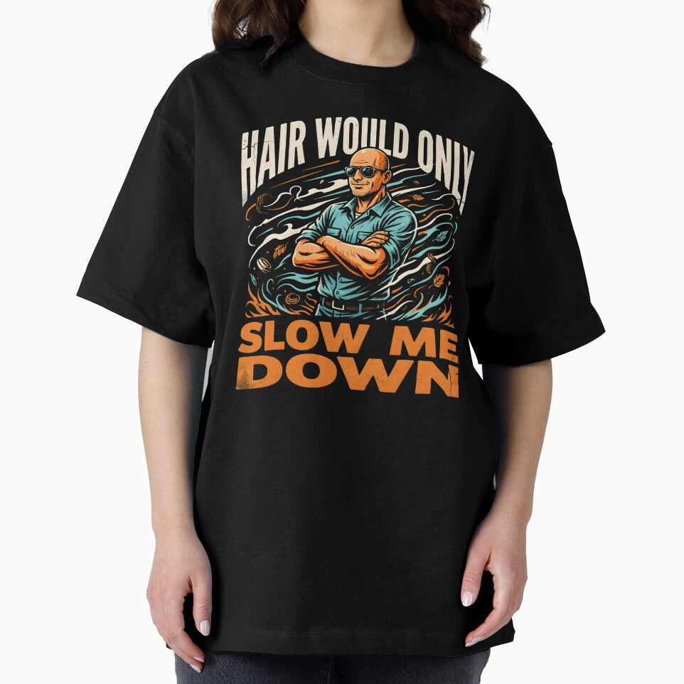 Hair Would Only Slow Me Down Dad Humor Sarcastic Vintage Bald Dad by Redgiant87x