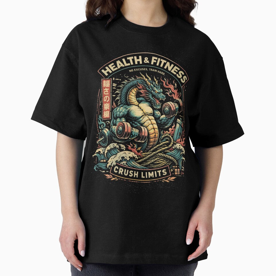 Health & Fitness Dragon Streetwear Shirt – Japanese Workout Art Hoodie Design by Stammstamp Sweatshirt (Image 2)