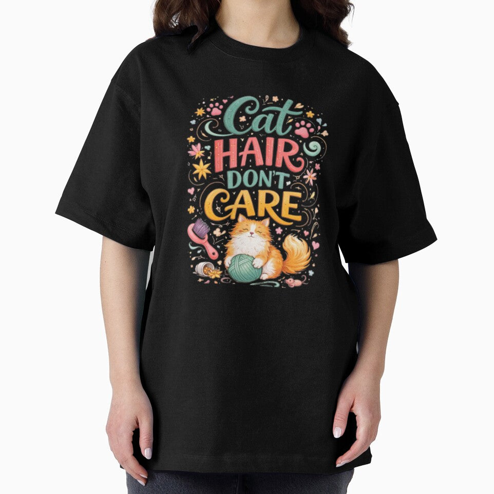 Cat Hair Don't Care Aesthetic Cute Cat Lover Design by Sanika arts T-Shirts, Hoodie, Sweatshirt | BlankRebels.com (Image 2)