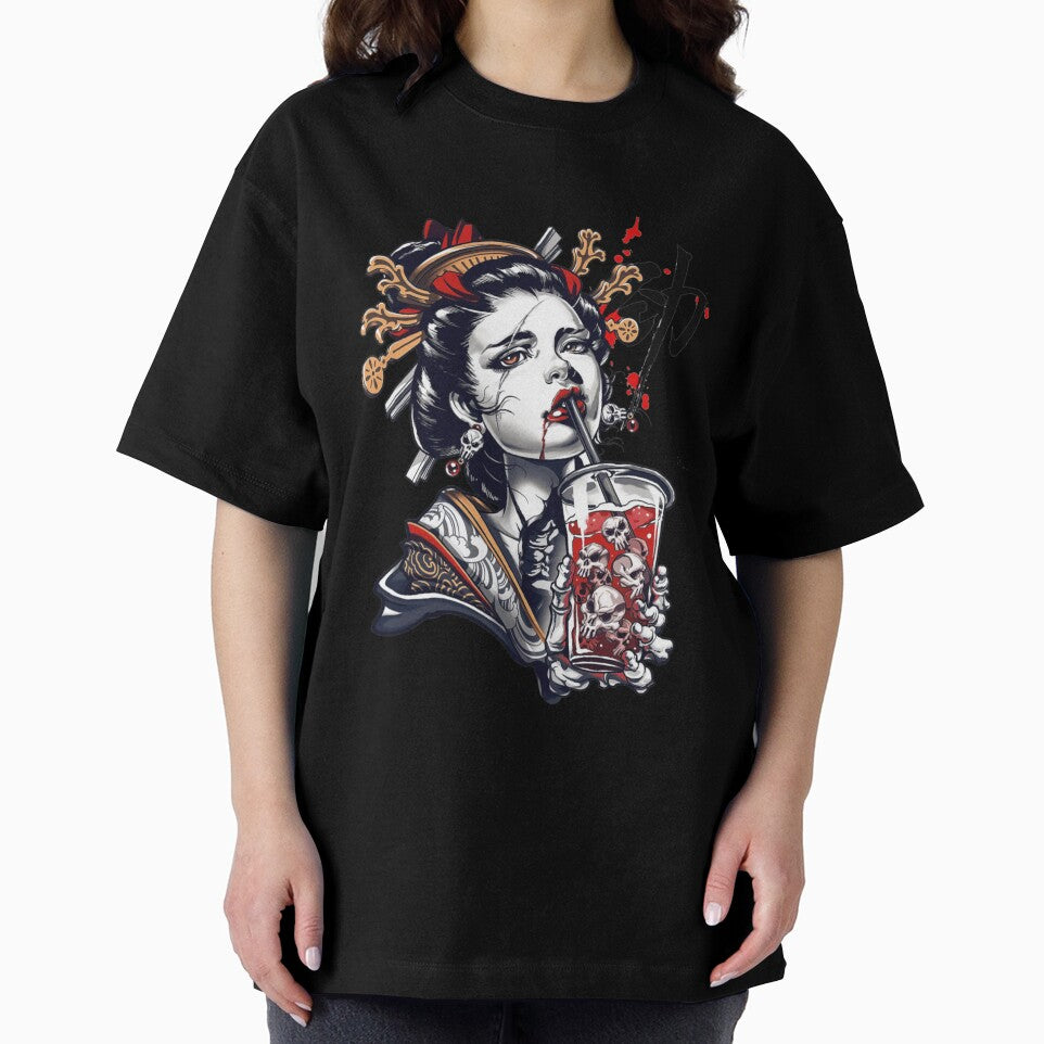Japanese Geisha Girl Vaporwave Cyberpunk Popart Urban Style by MaryARowley T-Shirts, Hoodie, Sweatshirt (Image 2)