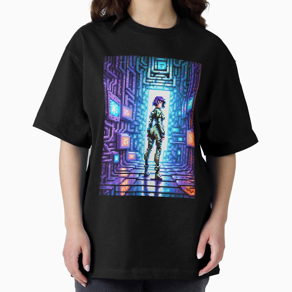 Pixel Art Portrait Cyberpunk Girl Teleport, 16 Bit by Smash-420