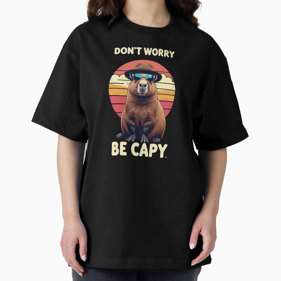 Don't Worry Be Capy – Funny Chill Capybara Retro Sunset Design by harry mac T-Shirts, Hoodie, Sweatshirt (Image 2)