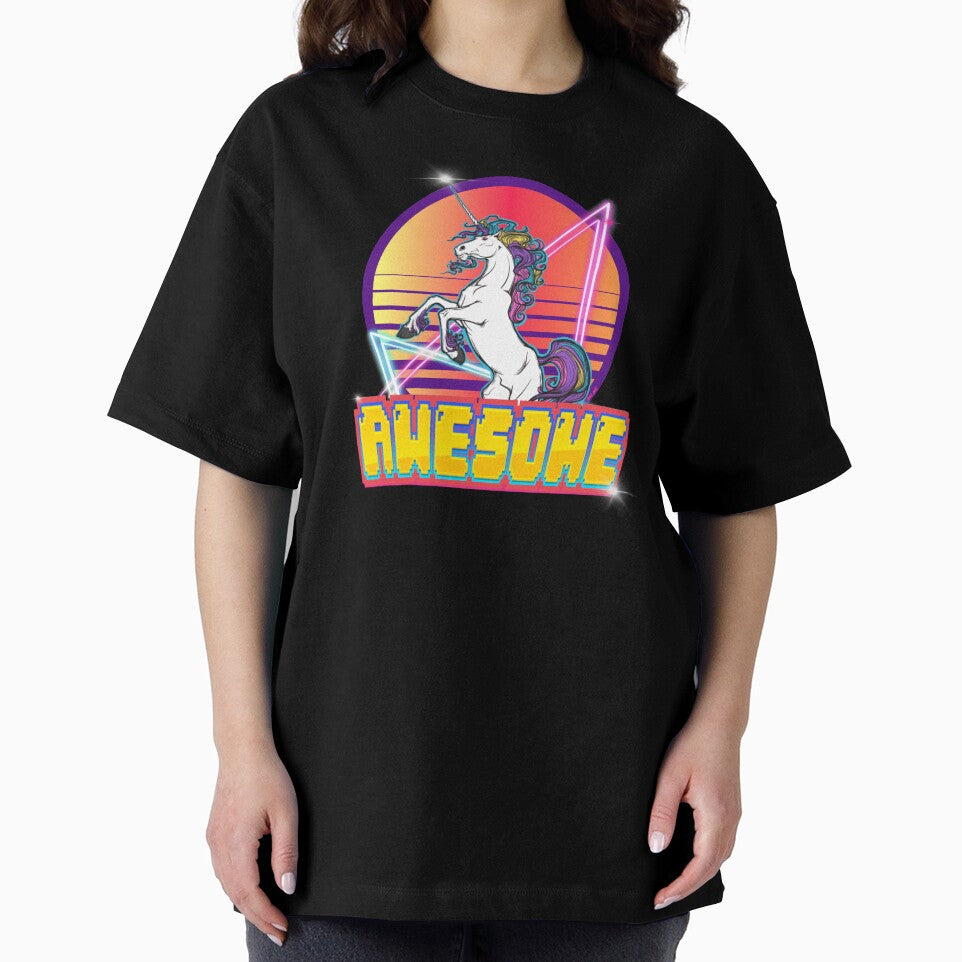 80s 90s Vaporwave Aesthetic Unicorn “Awesome” 013121 - KerLZ by KerlZ T-Shirts, Hoodie, Sweatshirt (Image 2)