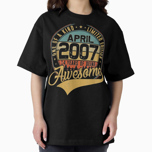 14th Birthday Gift Retro April 2007 14 Yrs Old 14th Bday by SEANPARKERAU T-Shirts, Hoodie, Sweatshirt (Image 2)