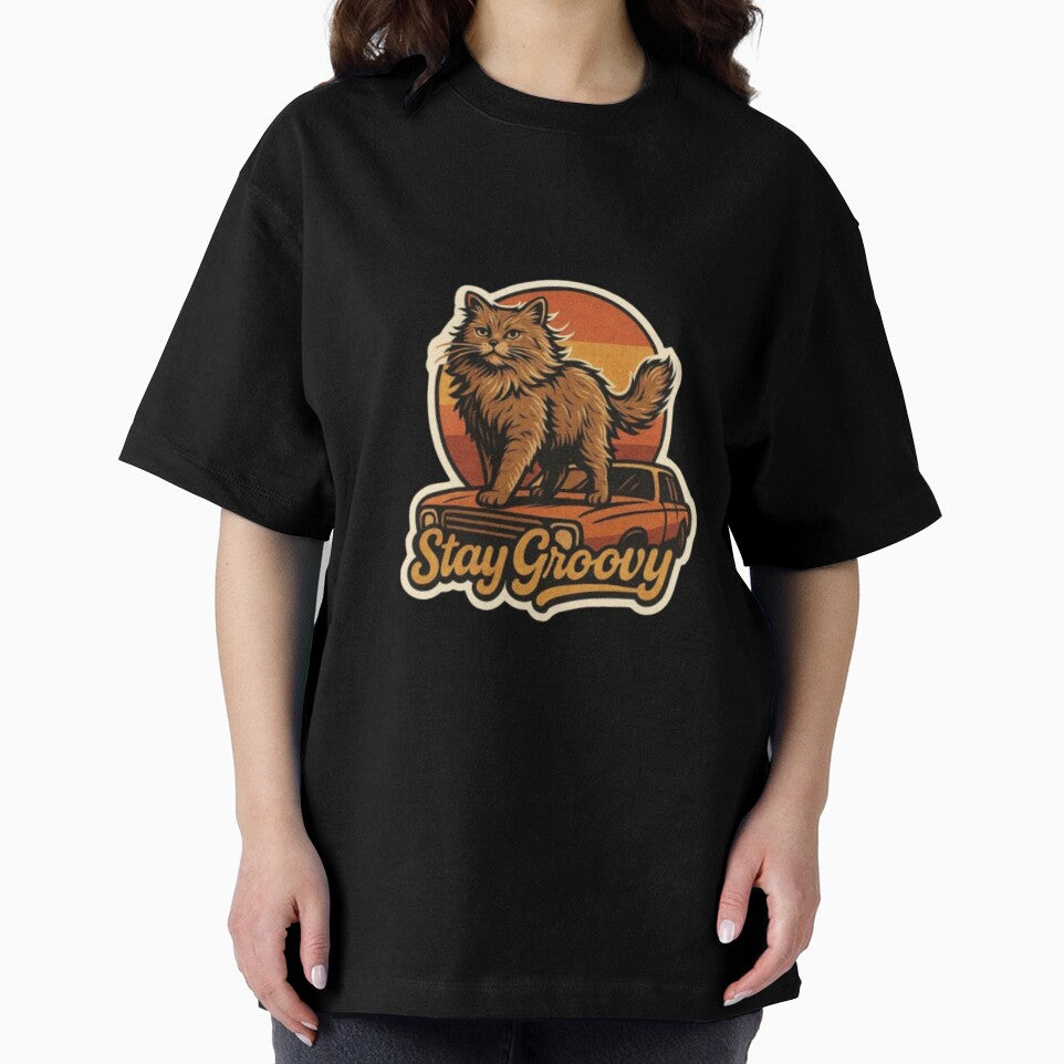 Stay Groovy – Funny Cute Cat Lover Gift | Cat & Kitty Humor Design for Pet Owners by Typologystudios T-Shirts,... (Image 2)