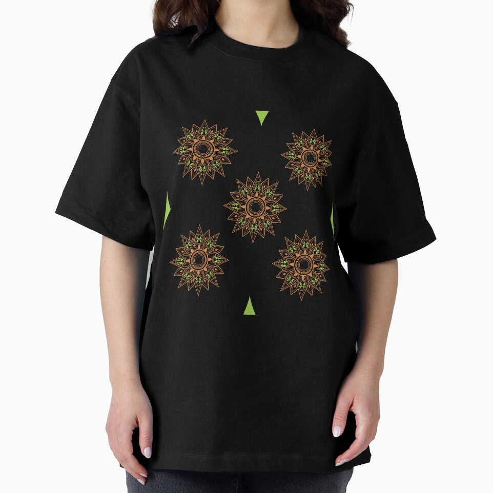 Flower patterns orange on black by Chaoticzarts