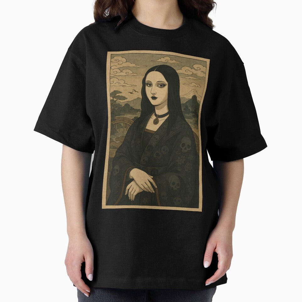 Gothic Geisha Mona Lisa Ukiyo-e Portrait with Skulls by TheTrendsDesk T-Shirts, Hoodie, Sweatshirt (Image 2)