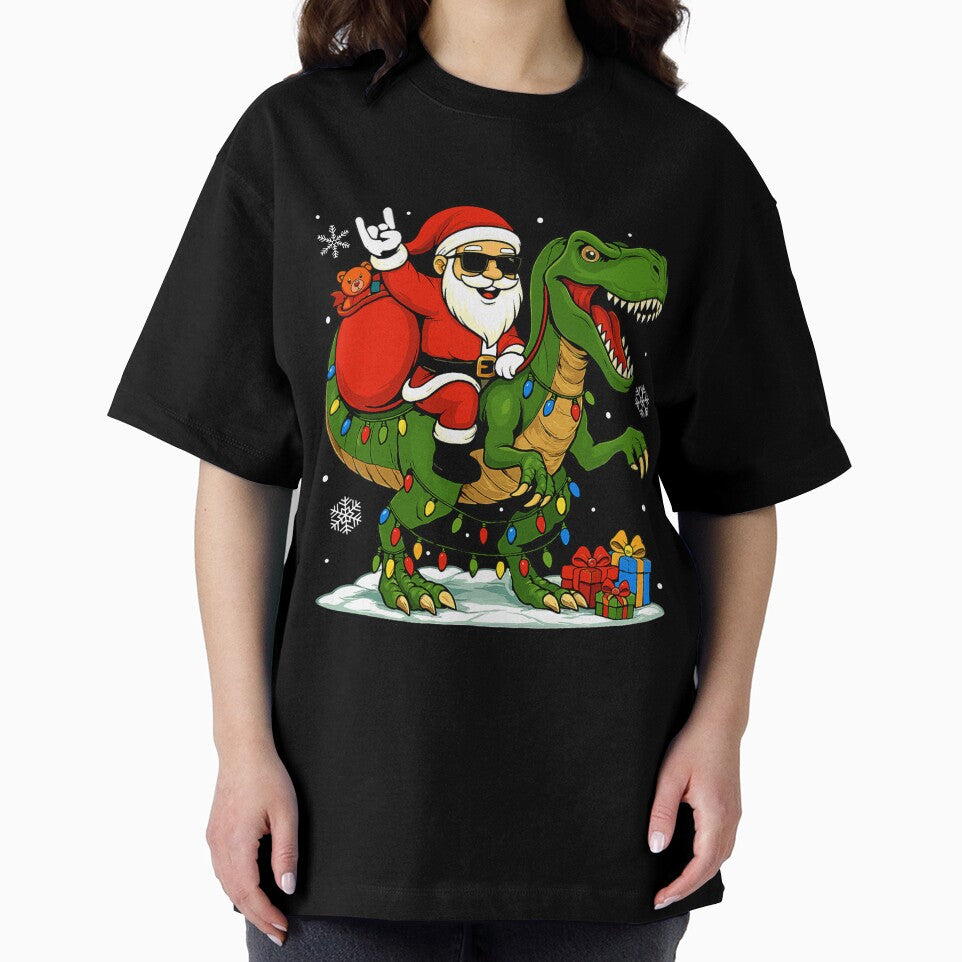 Santa Riding Dinosaur Bright Festive Christmas Scene by khdmalakarak T-Shirts, Hoodie, Sweatshirt | BlankRebels.com (Image 2)