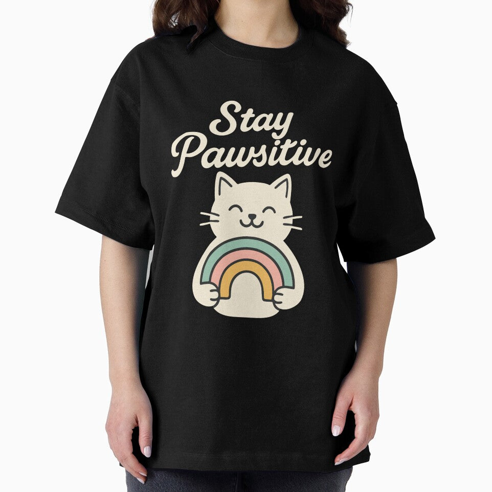 Stay Pawsitive Rainbow Cat Tee – Whiskerly Positive Vibes for Cat Lovers by WhiskerlyGfx Hoodie, Sweatshirt (Image 2)
