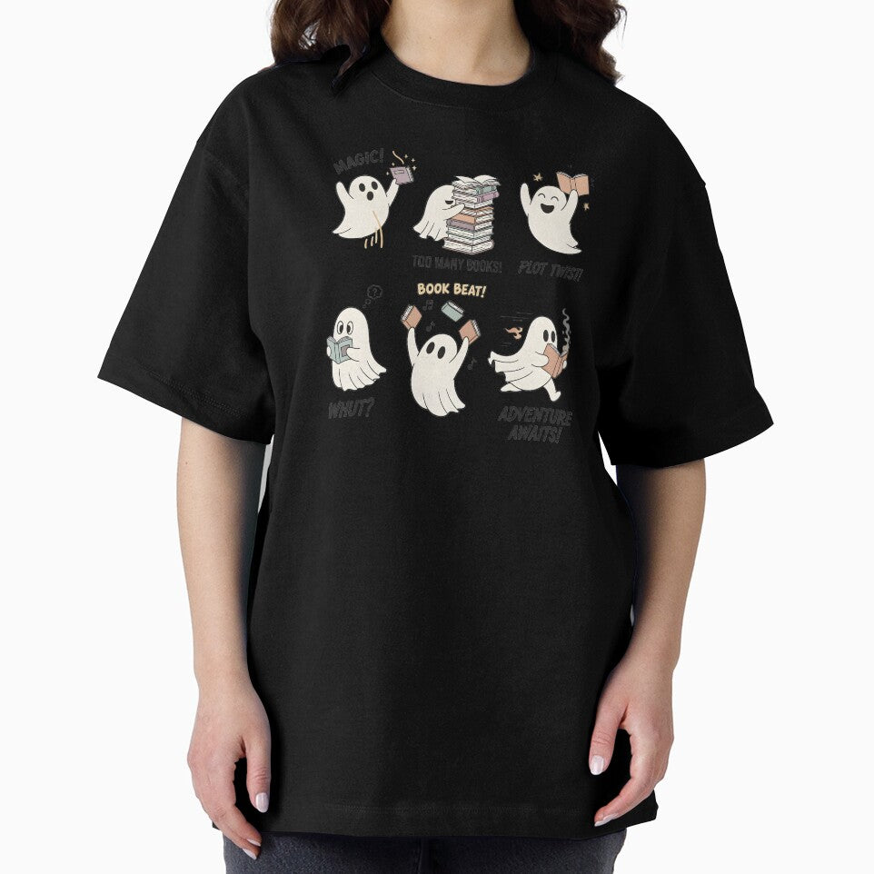 Reading Ghosts with Books | Cute Funny Cartoon Design by hn79 T-Shirts, Hoodie, Sweatshirt | BlankRebels.com (Image 2)