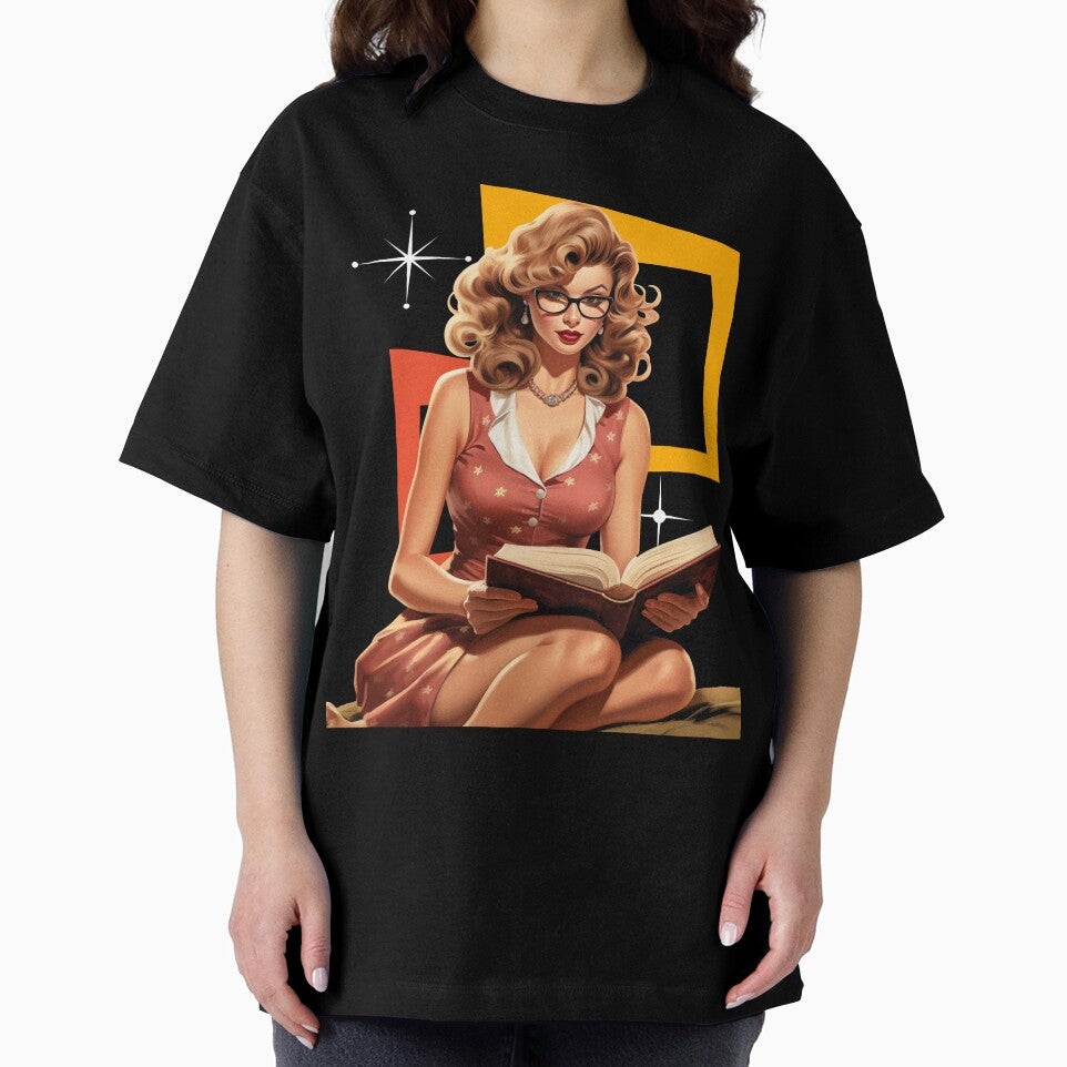 Retro Pin-Up Reading Girl – Vintage Book Lover Aesthetic by Bea May Bombshell Studio T-Shirts, Hoodie, Sweatshirt (Image 2)