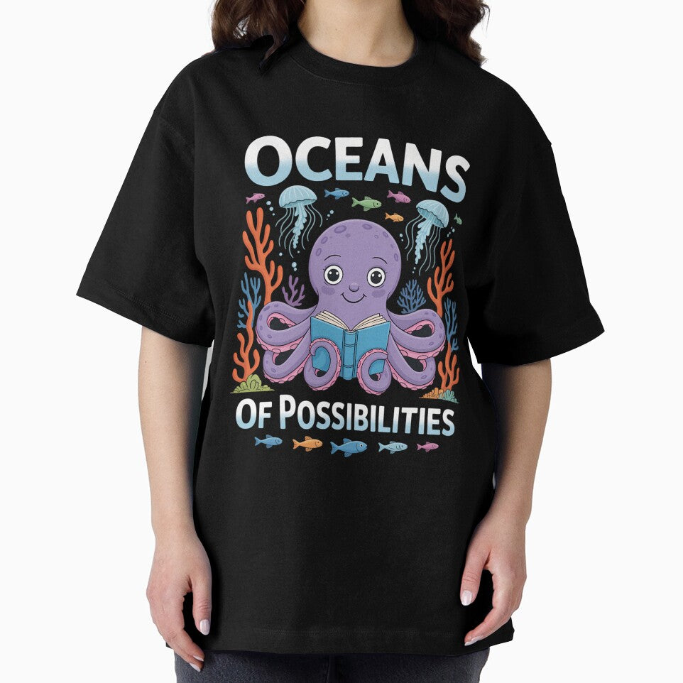 Octopus Sea Animal Summer Reading, Oceans Of Possibilities by comptorasunfia T-Shirts, Hoodie, Sweatshirt (Image 2)