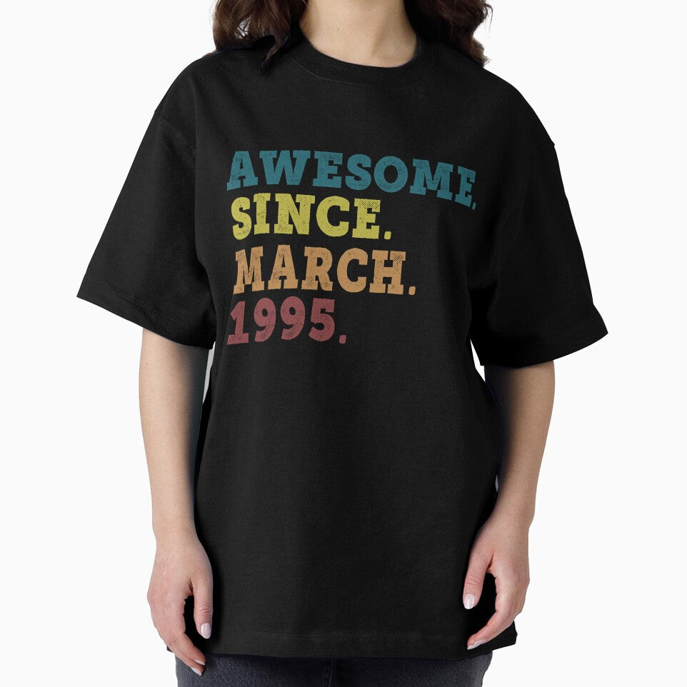 Awesome Since March 1995 Retro Vintage 27th Birthday Gift by designbychow T-Shirts, Hoodie, Sweatshirt (Image 2)