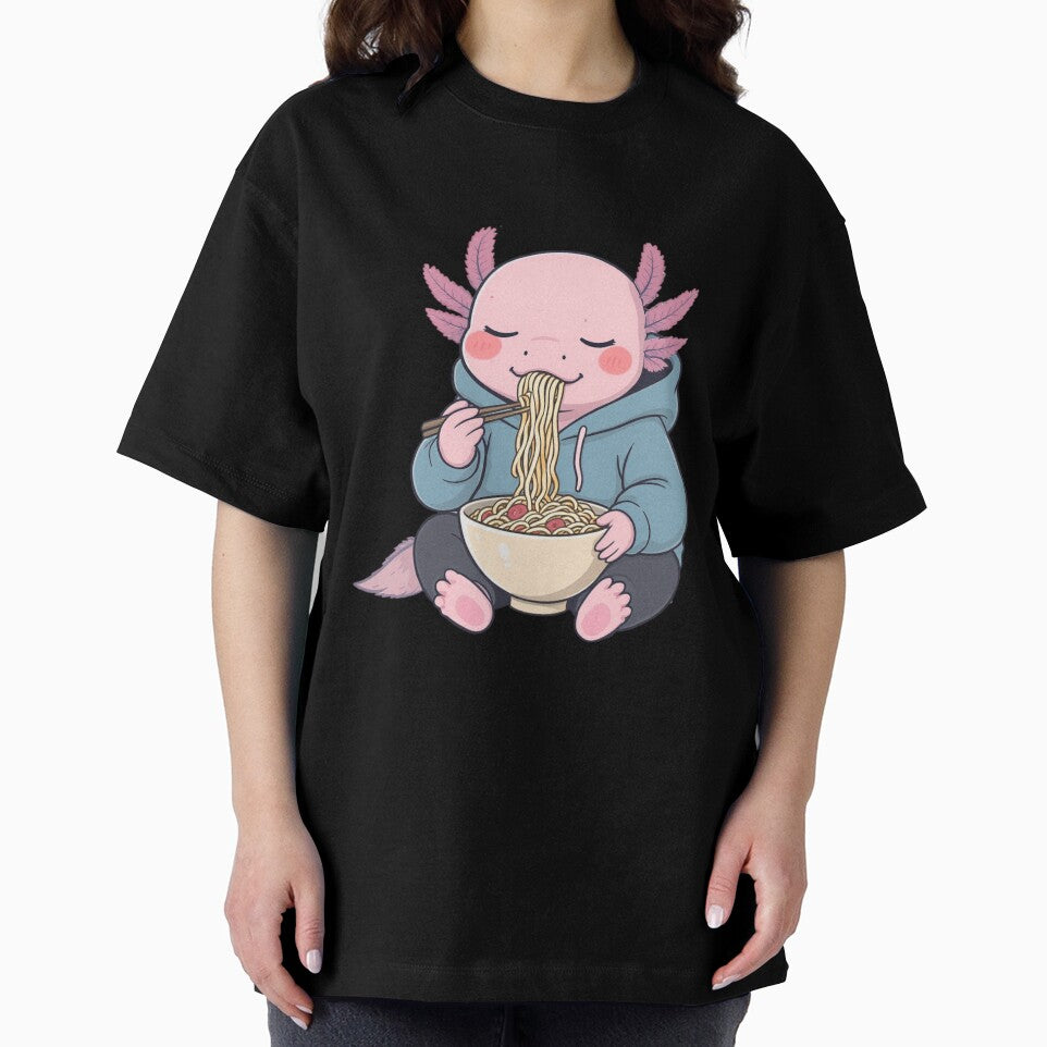 Lo-Fi Axolotl Eating Noodles – Calm Chill Aesthetic Illustration by ColorSplash123 T-Shirts, Hoodie, Sweatshirt (Image 2)