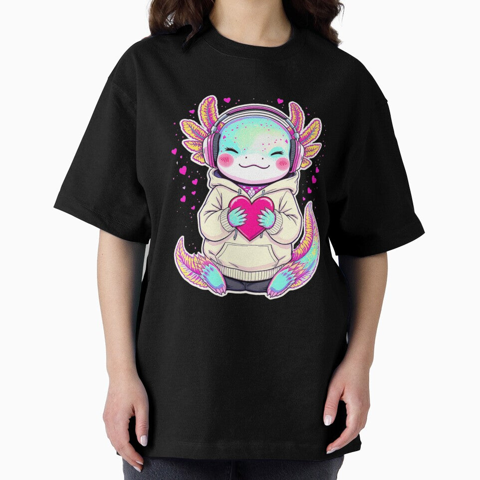 Headphone Valentine Axolotl – Romantic Music Love Illustration by ColorSplash123 T-Shirts, Hoodie, Sweatshirt (Image 2)