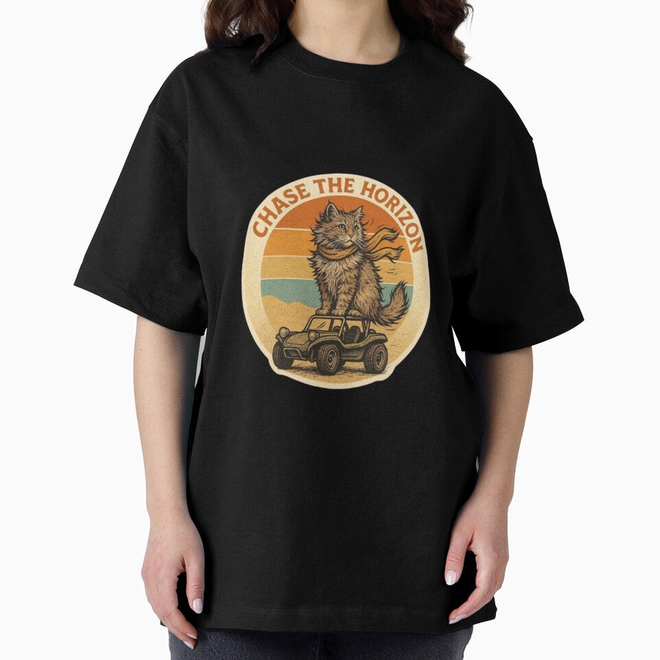 Chase the Horizon – Adventure Cat Vintage Sunset Aesthetic | Retro Cat Lover Gift Design by Typologystudios... (Image 2)