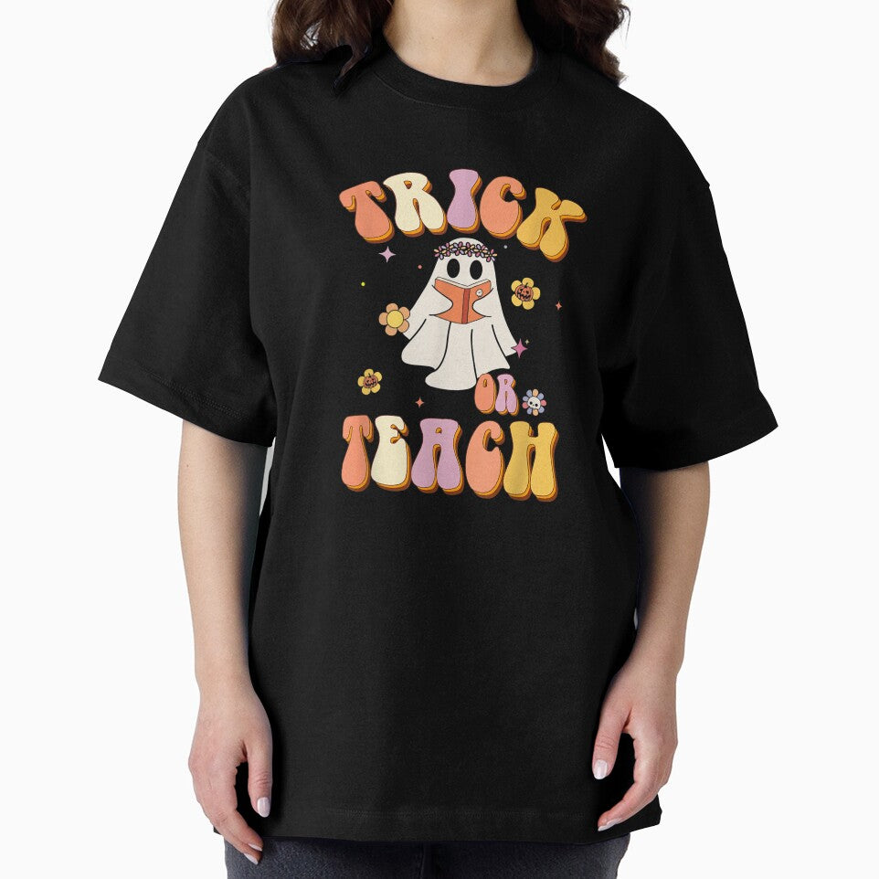 Halloween Retro Vintage Groovy Trick Or Teach Teacher Women by Spencerhowar T-Shirts, Hoodie, Sweatshirt (Image 2)
