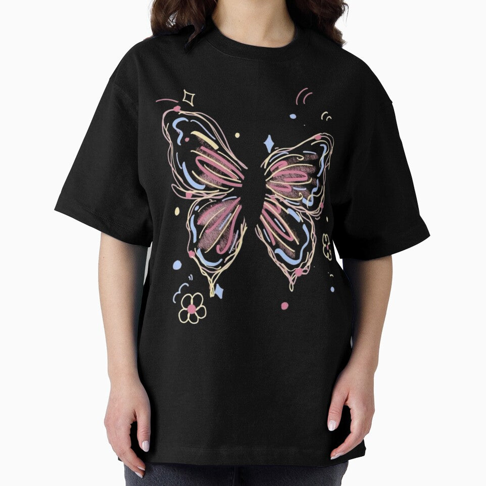 Colorful Butterfly Line Art Aesthetic Design by FloraMyst T-Shirts, Hoodie, Sweatshirt | BlankRebels.com (Image 2)