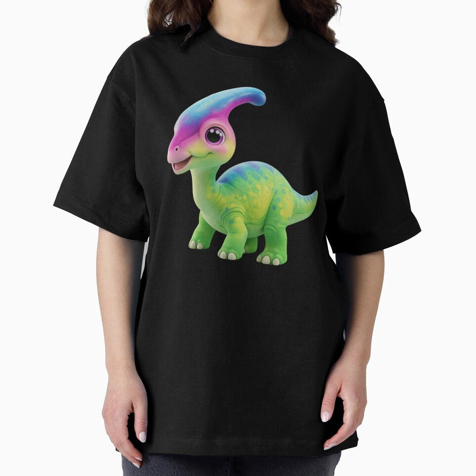 Cute Happy Parasaurolophus Dinosaur Illustration - Colorful Baby Dino Art Kawaii Cartoon Kids Wall Decor by... (Image 2)