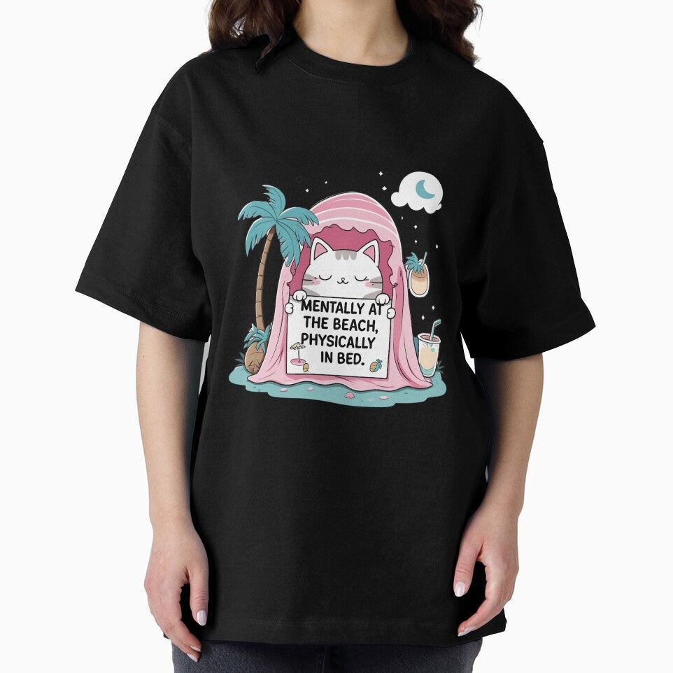 Mentally At The Beach Physically In Bed T-Shirt by modishwelt Hoodie, Sweatshirt | BlankRebels.com (Image 2)