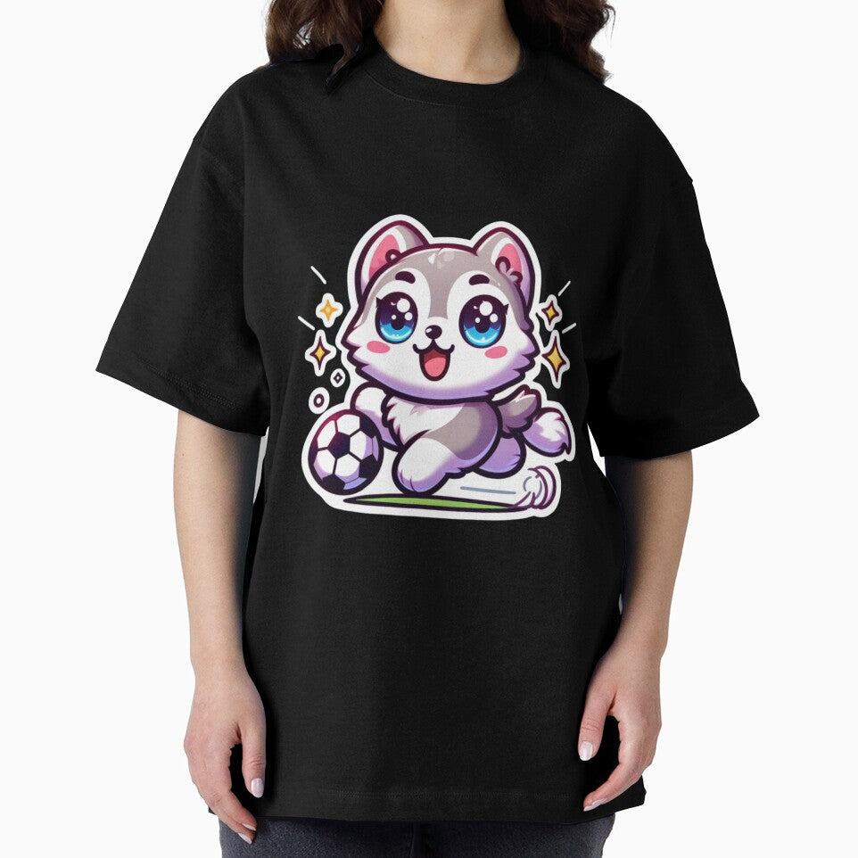 Cute Husky Playing Soccer Kawaii Sticker| Adorable Dog Football Design by carestazafeli