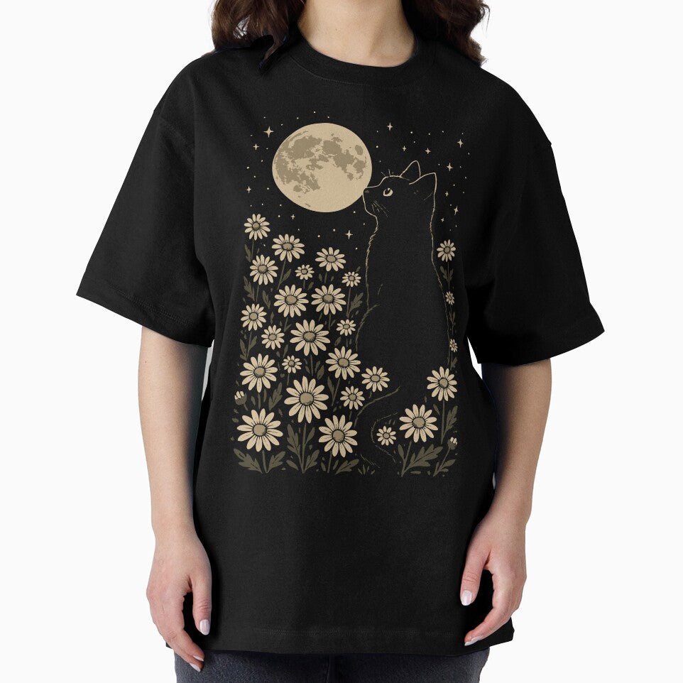 Floral Black Cat Moon Halloween Cottagecore by TomFrontierArt T-Shirts, Hoodie, Sweatshirt | BlankRebels.com (Image 2)
