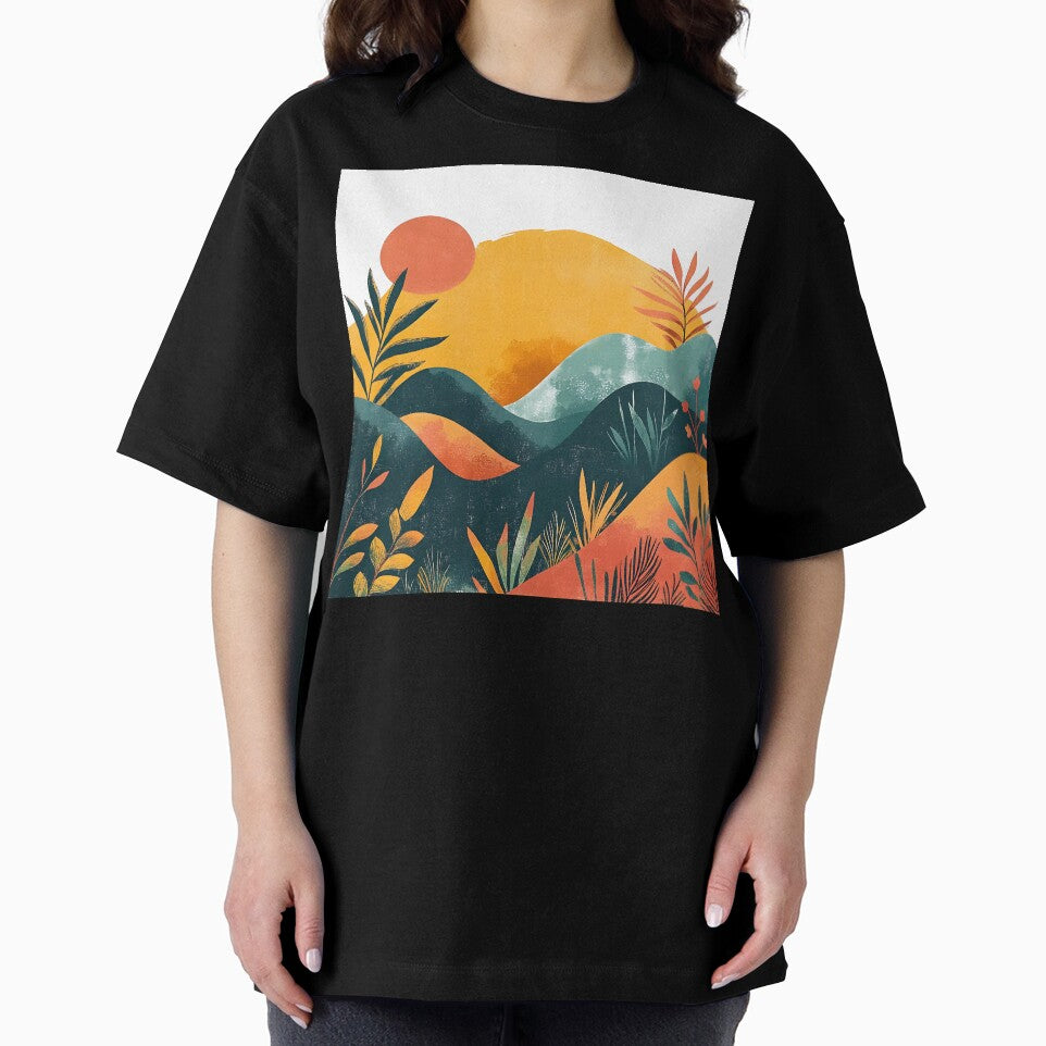Boho Abstract Landscape: Mountain Sunrise Modern Contemporary Art by DEC02 T-Shirts, Hoodie, Sweatshirt (Image 2)