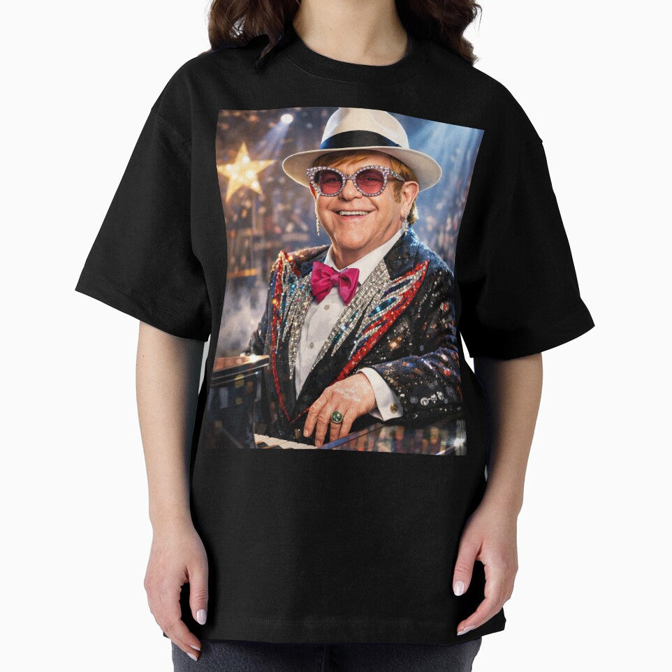 Elton John Iconic Stage Legend Piano Rock Illustration by SHOCAMPOS DESIGNS T-Shirts, Hoodie, Sweatshirt (Image 2)