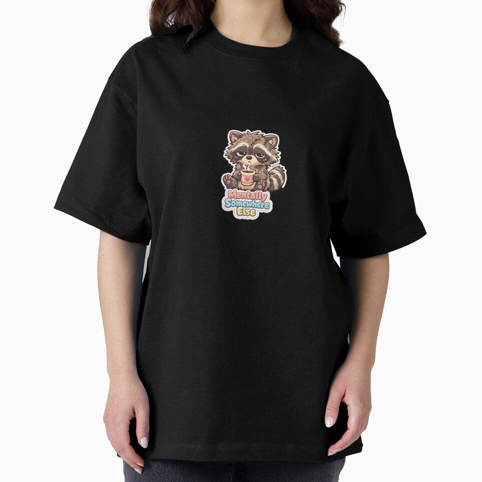 Mentally Somewhere Else – Sleepy Raccoon Coffee Kawaii Sticker by Doodlynx T-Shirts, Hoodie, Sweatshirt (Image 2)