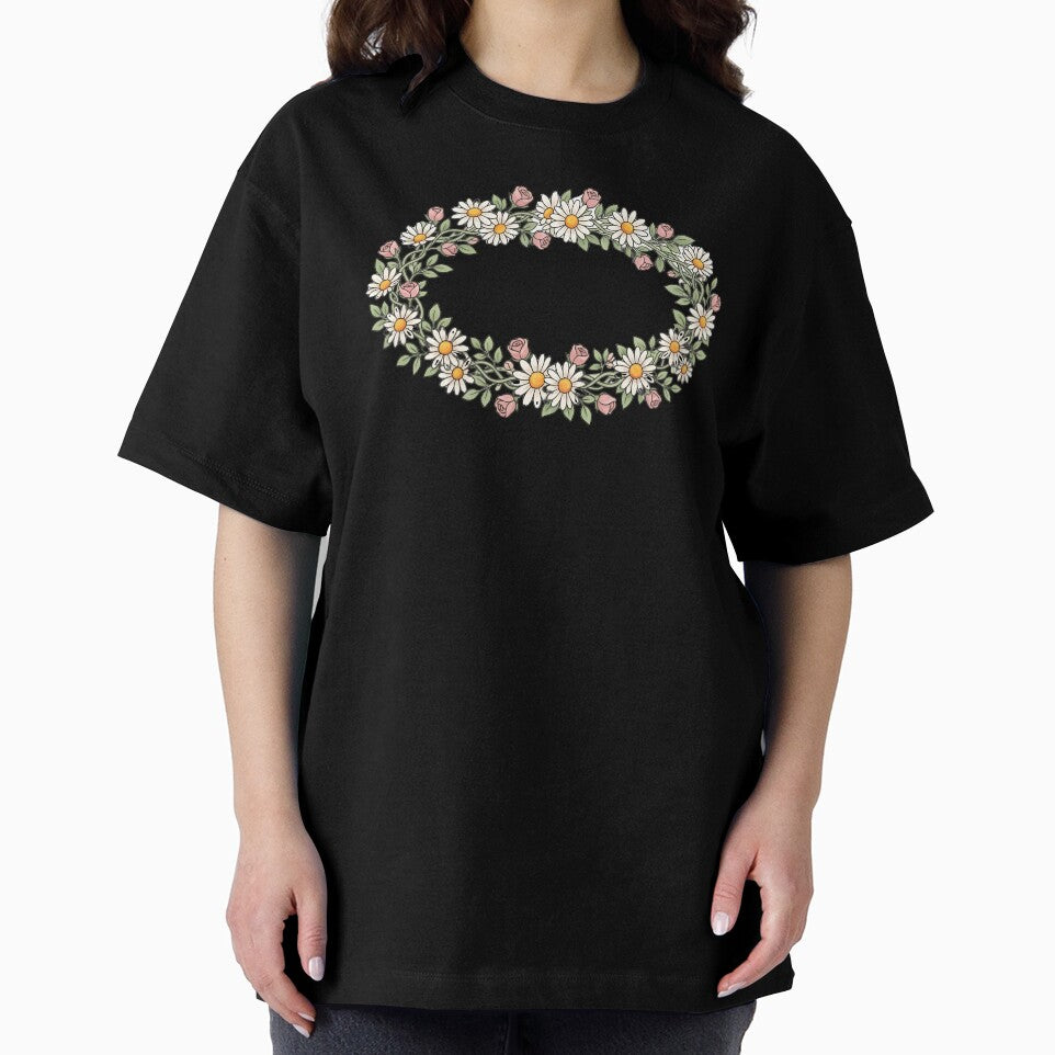 daisy flower crown pink rosebuds spring by Byte-shirt