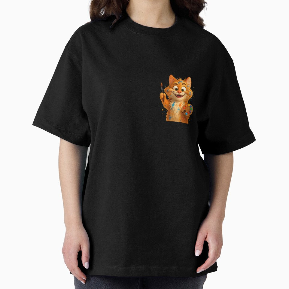 Funny Orange Cat Artist T-Shirt – Cute Painter Kitty Apparel by MarandSviet