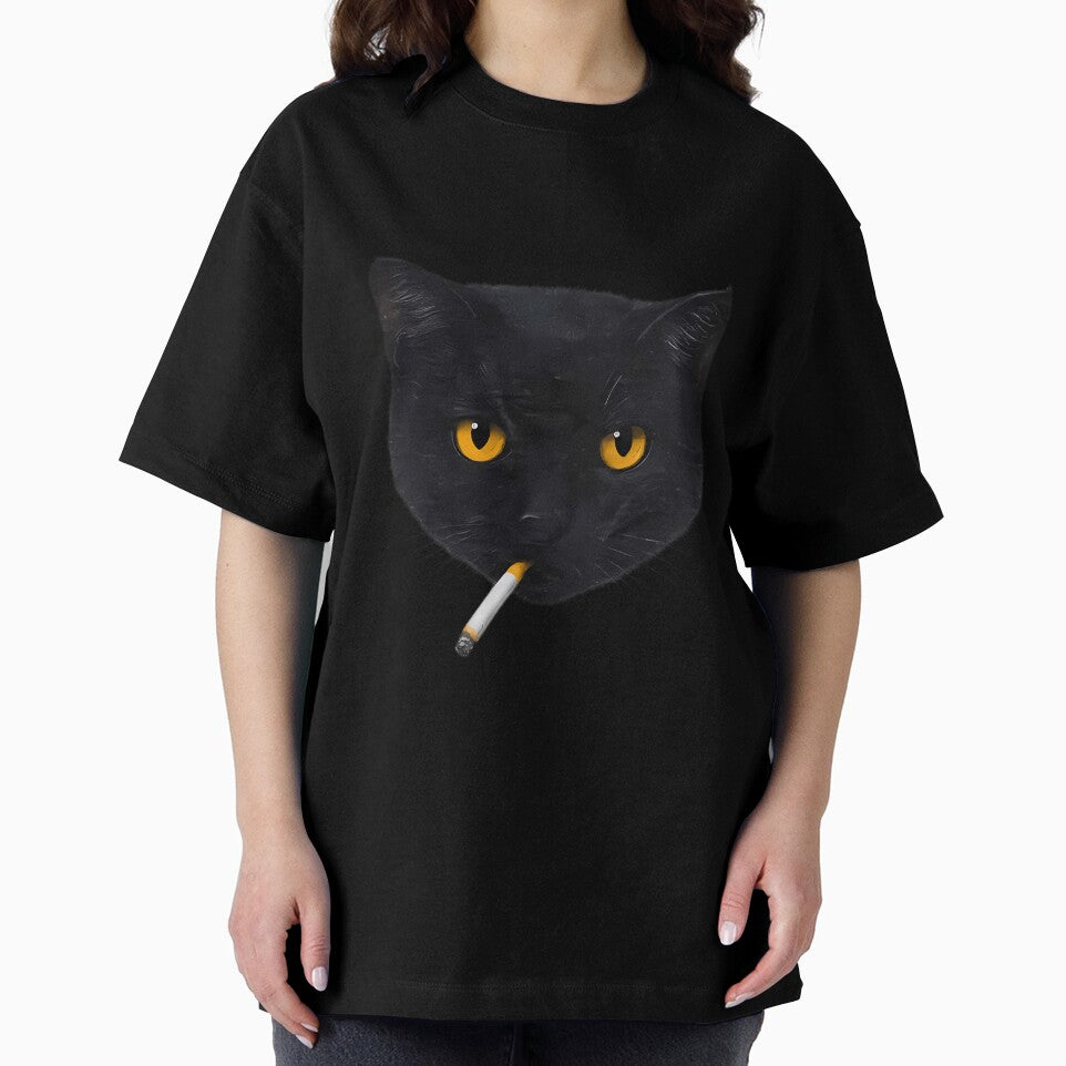 Smoking Cat Vintage Black Cat Retro 90S Meme by KyleBradtke T-Shirts, Hoodie, Sweatshirt | BlankRebels.com (Image 2)
