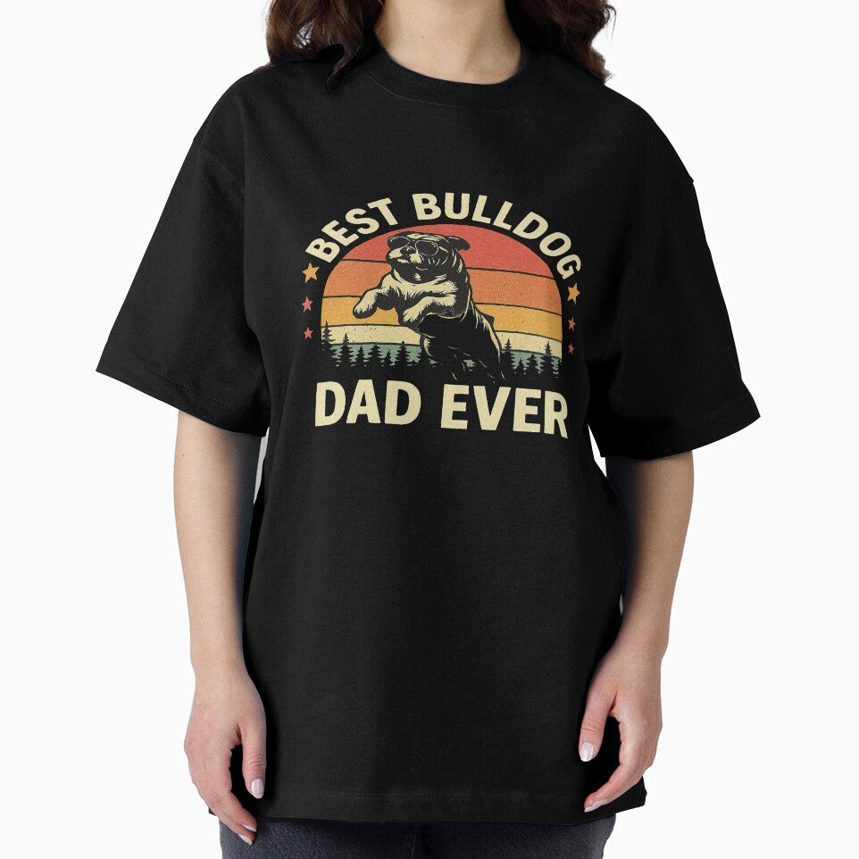 Best Bulldog Dad Ever Vintage Sunset Dog Design by MiracleBarto T-Shirts, Hoodie, Sweatshirt | BlankRebels.com (Image 2)