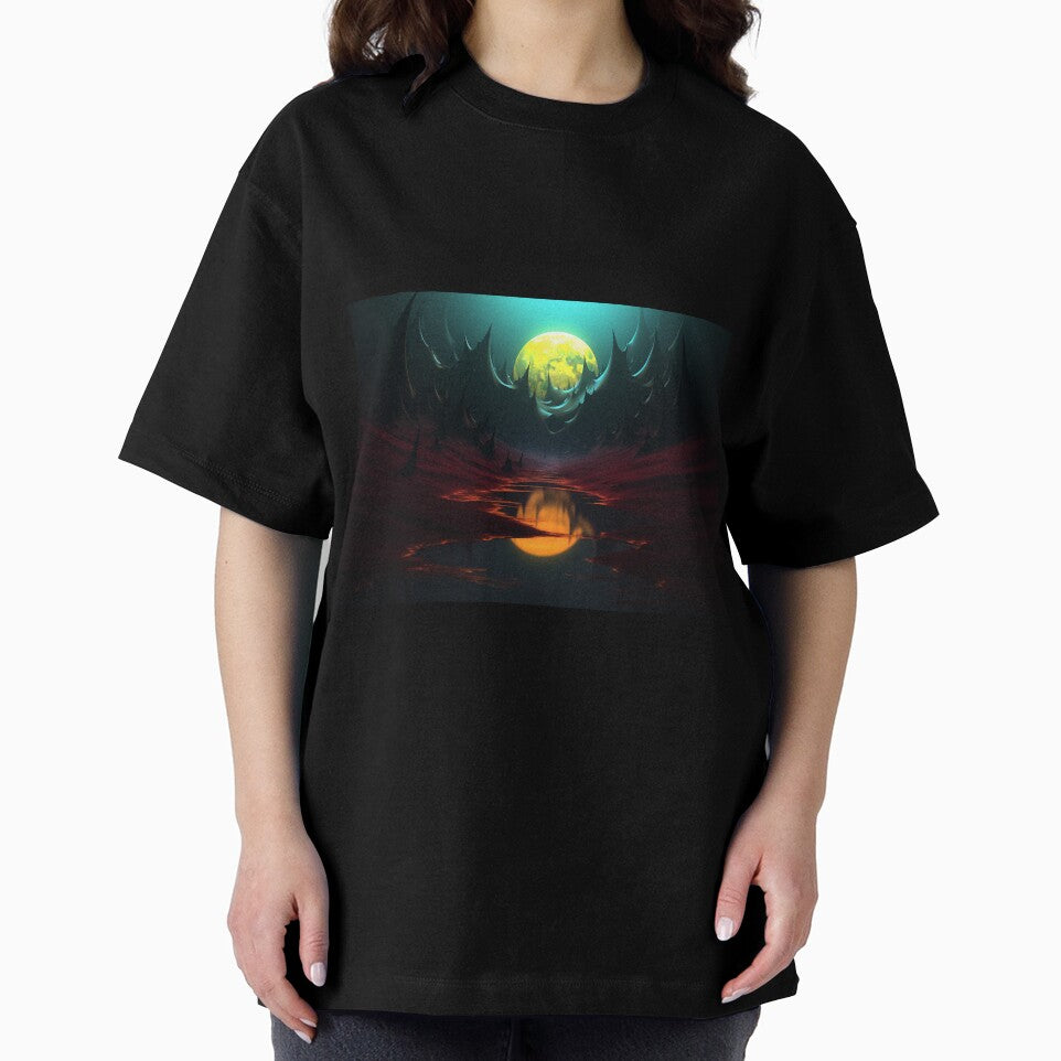 Dark Fantasy Landscape - Nocturne's Golden Eclipse by Fantasy Masterpiece T-Shirts, Hoodie, Sweatshirt (Image 2)