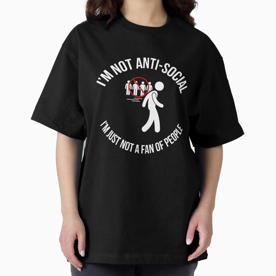 Not Anti-Social Stick Figure Design | Funny Introvert Quote (White Text) by HAHA Tees & Things Hoodie, Sweatshirt (Image 2)