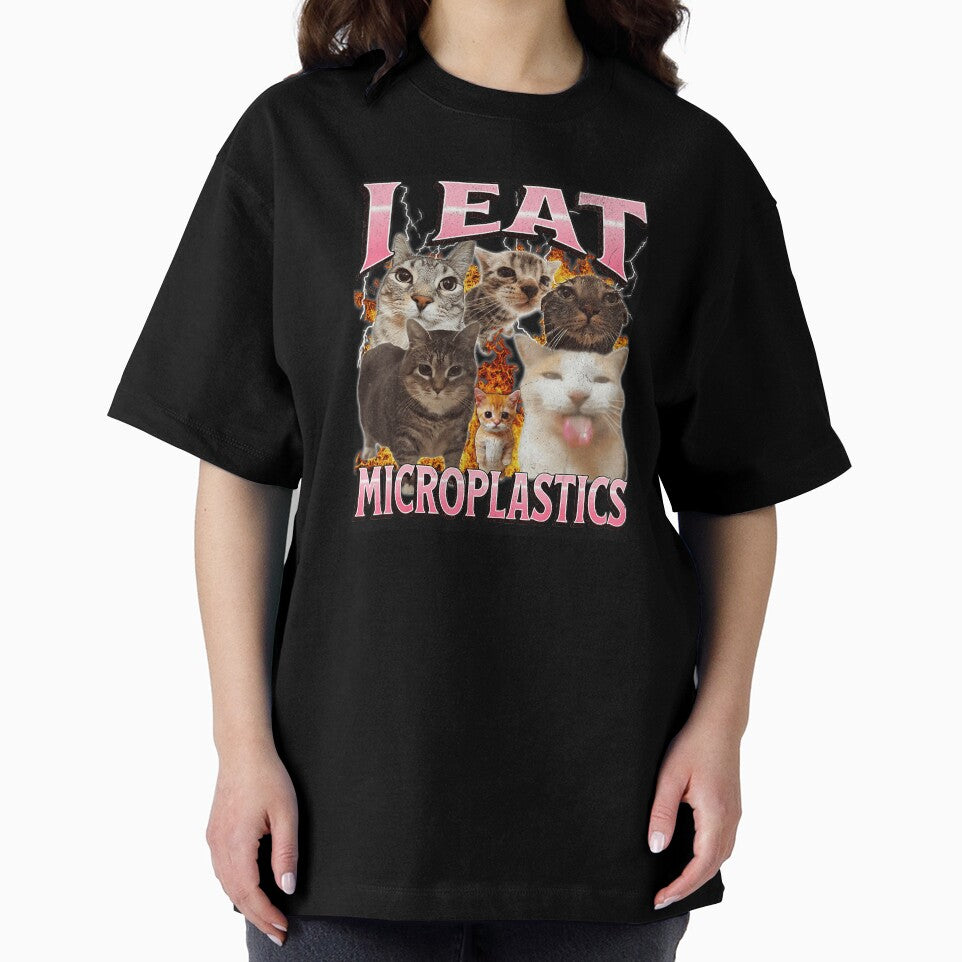 I Eat Microplastics Funny Cat Meme Collage by tadmercado