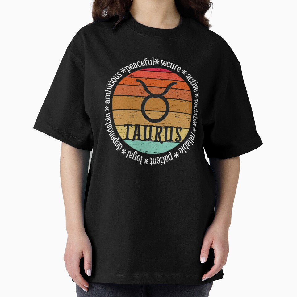 Taurus,zodiac sign and lettering, sunset retro style by plastic2021 T-Shirts, Hoodie, Sweatshirt | BlankRebels.com (Image 2)