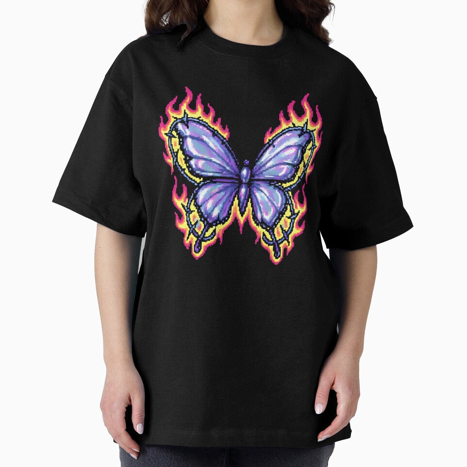 Pixel Chrome Butterfly – Y2K Retro Futurism by AwesomeBeyondLimits T-Shirts, Hoodie, Sweatshirt | BlankRebels.com (Image 2)