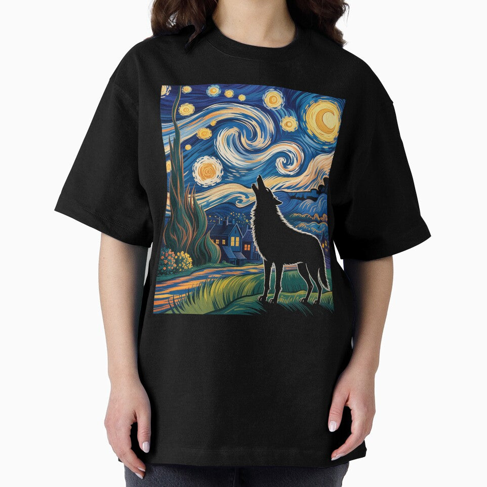Wolf Starry Night Howling Moon Funny Gifts for Men Women by VasilisLamArt T-Shirts, Hoodie, Sweatshirt (Image 2)