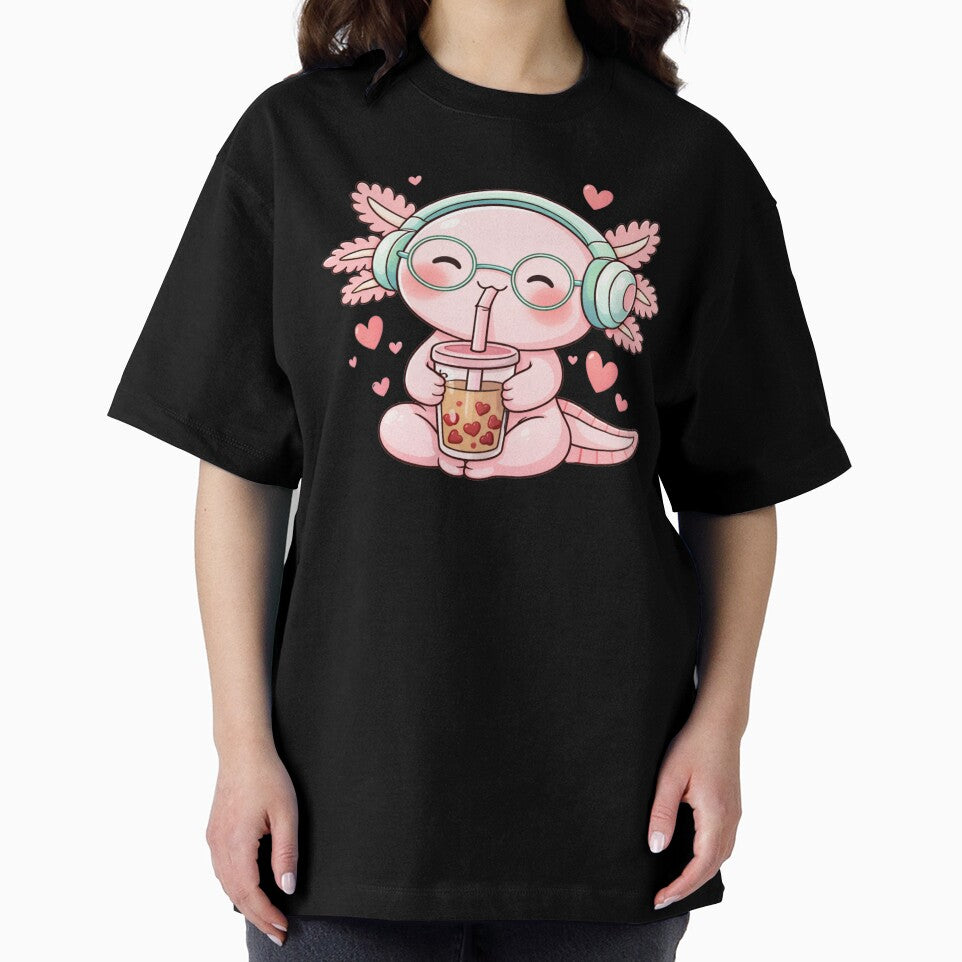 Valentine Bubble Tea Axolotl – Cute Kawaii Axolotl with Hearts Chibi Art by ColorSplash123 T-Shirts, Hoodie,... (Image 2)